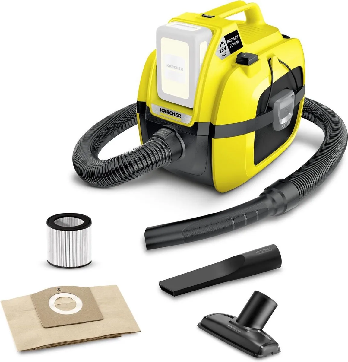 Kärcher WD 1 Compact Battery Nat-en Droogzuiger 18V