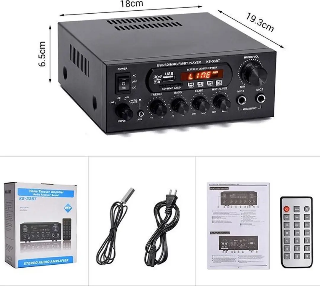 NÖRDIC KS-33BT Digitale Audioversterker 500W - Bluetooth 5.0 - Zwart