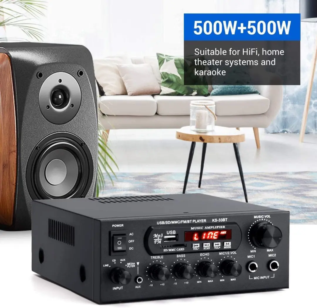 NÖRDIC KS-33BT Digitale Audioversterker 500W - Bluetooth 5.0 - Zwart