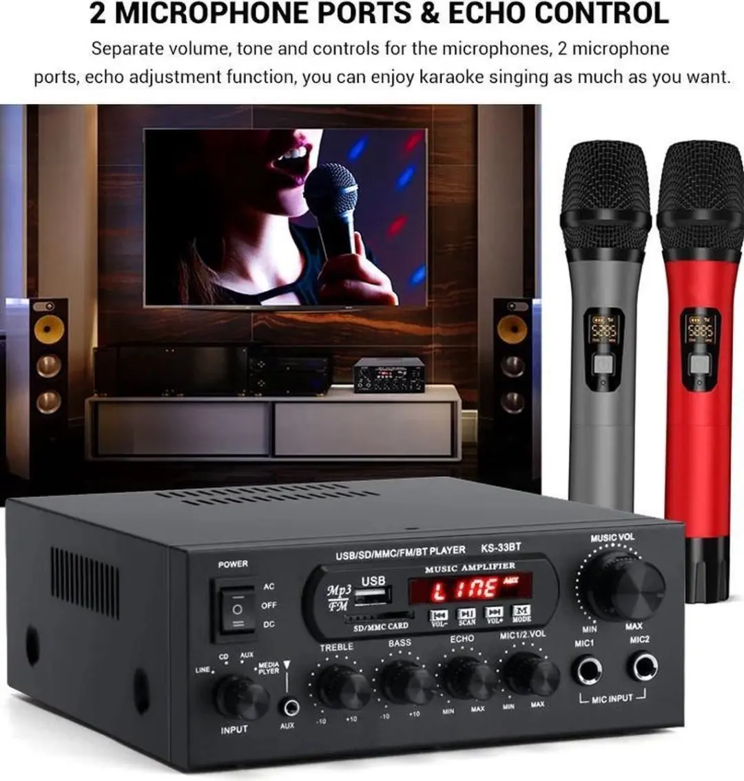 NÖRDIC KS-33BT Digitale Audioversterker 500W - Bluetooth 5.0 - Zwart