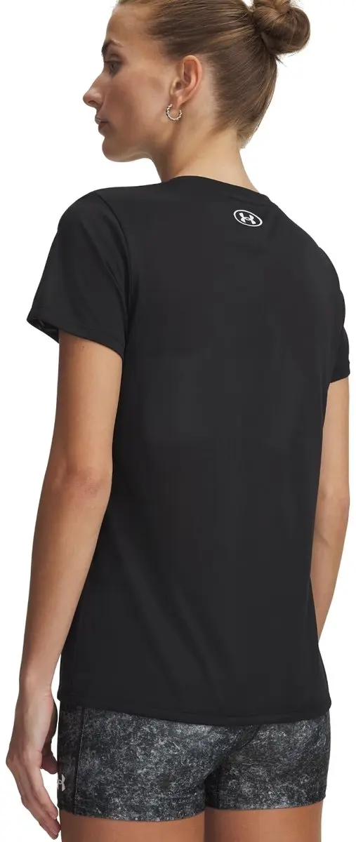 Under Armour Tech SSV Solid-BLK Dames Sportshirt - Zwart/Wit - afbeelding 6 van 6