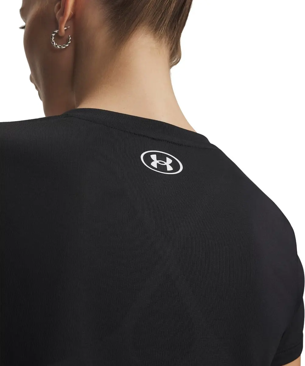 Under Armour Tech SSV Solid-BLK Dames Sportshirt - Zwart/Wit