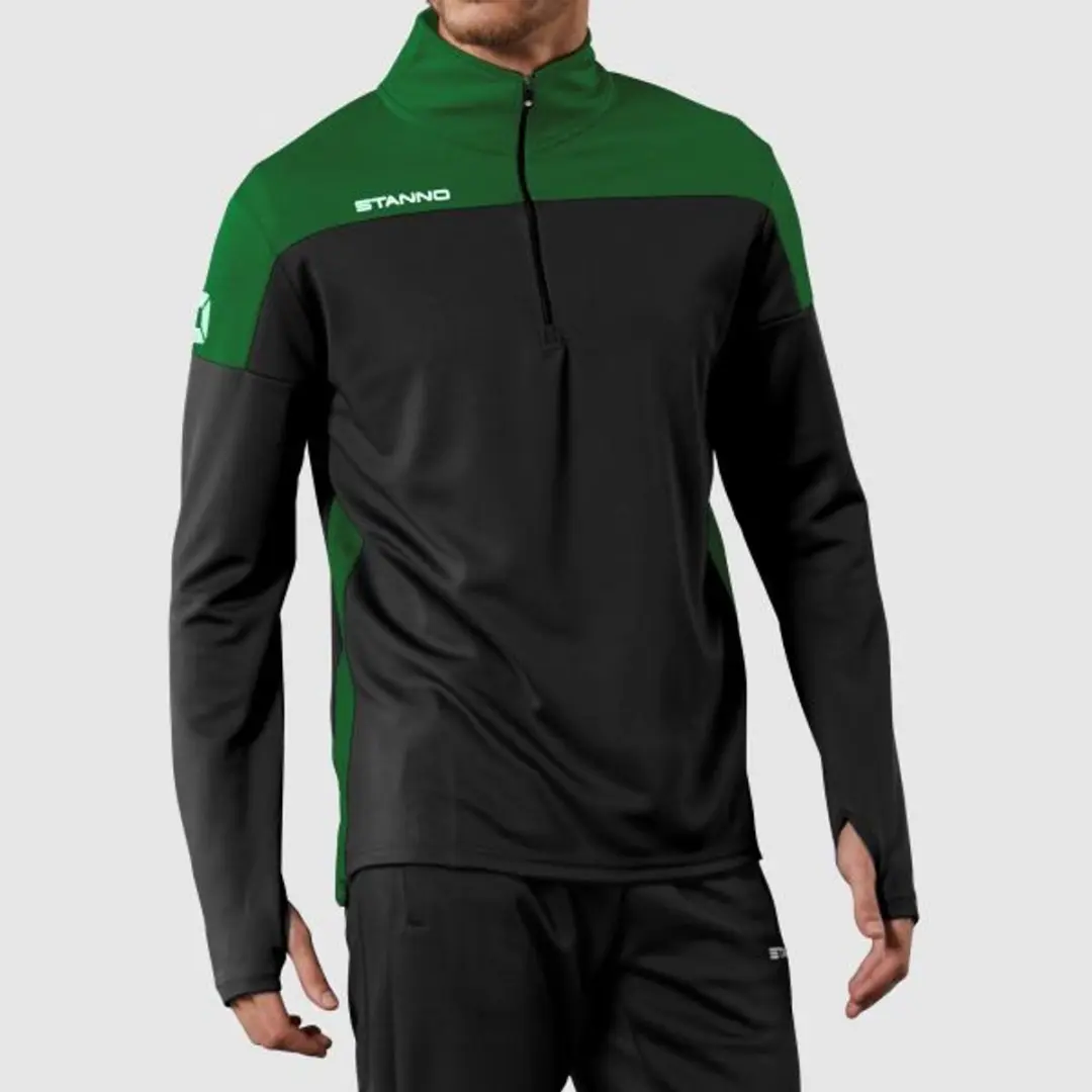 Stanno Pride 1/4 Zip Top - Zwart/Groen - Maat S