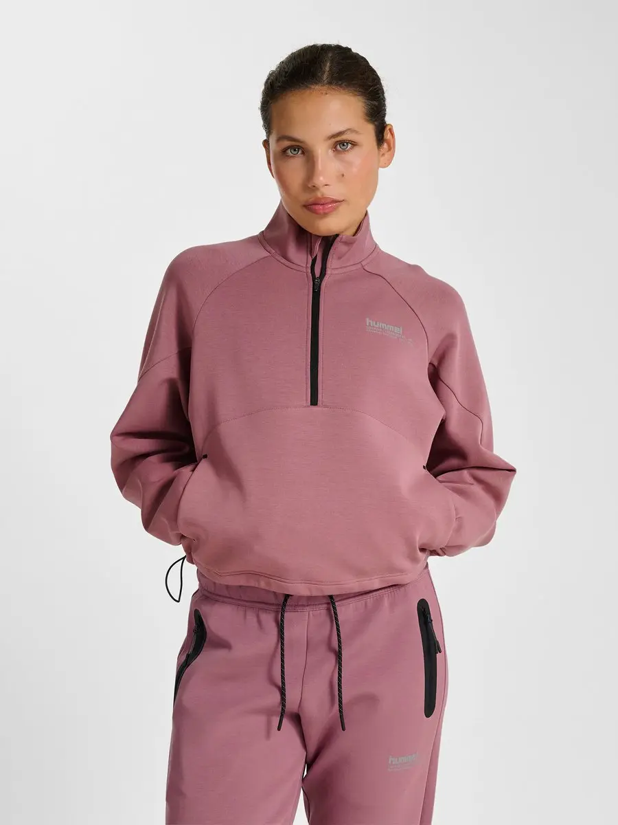 Hummel Hmltech Fleece Women Boxy Half Zip 228167 - S - Wistful Mauve