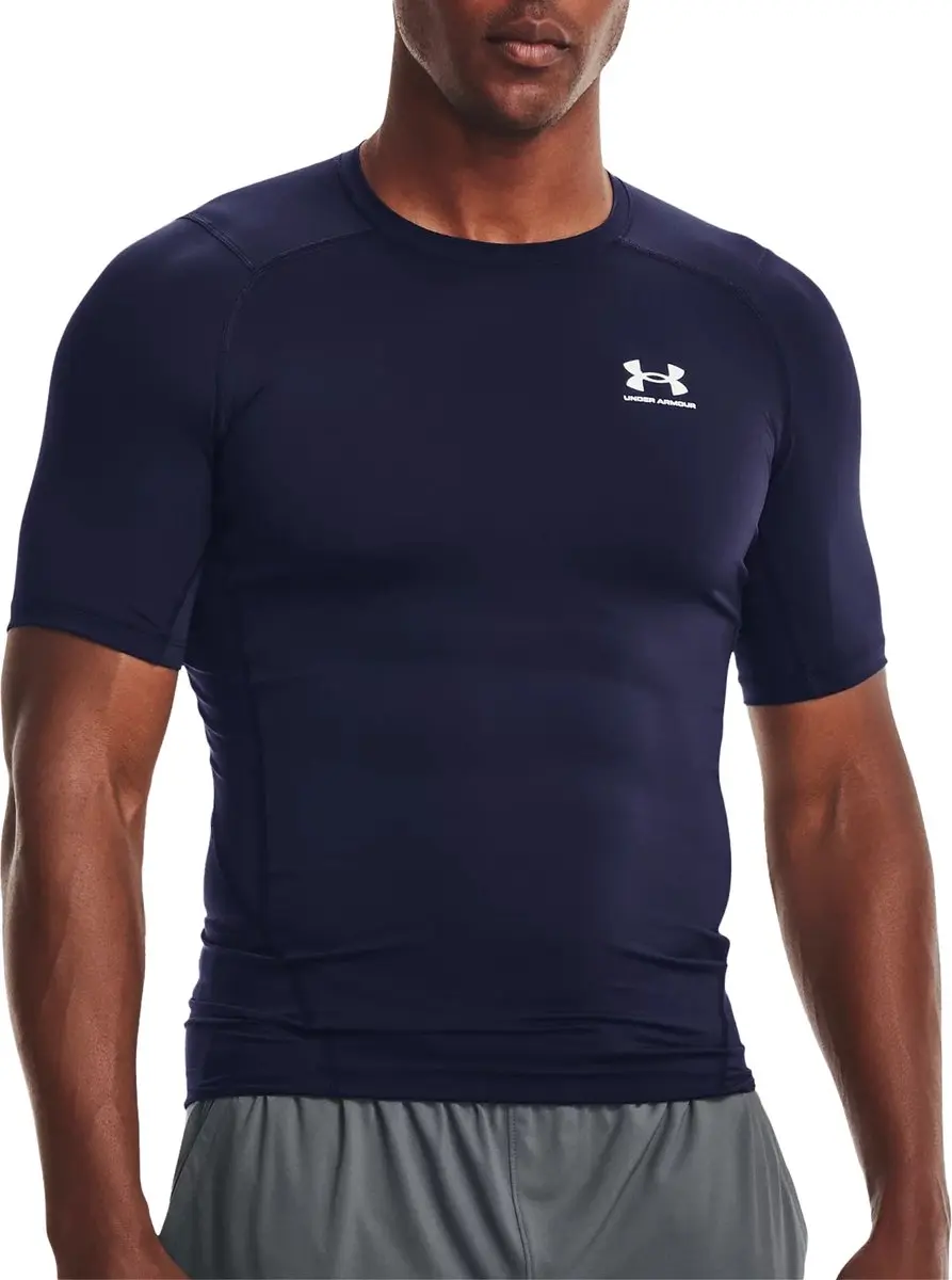 Under Armour HG Armour Comp SS Heren Sportshirt - Midnight Navy/Wit - afbeelding 6 van 6