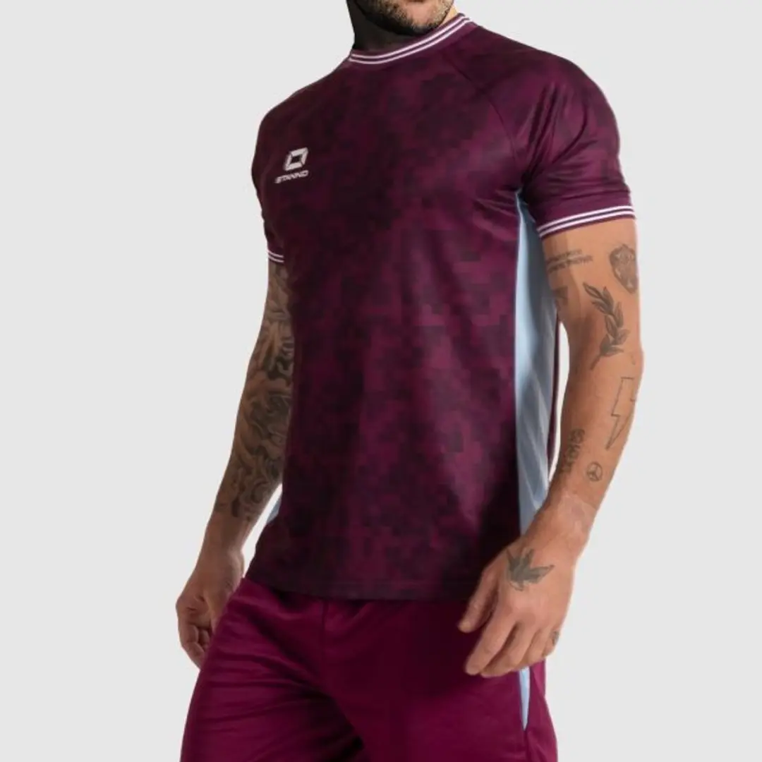Stanno Pixel Shirt 164 - Bordeaux Rood/Licht Blauw - afbeelding 6 van 6