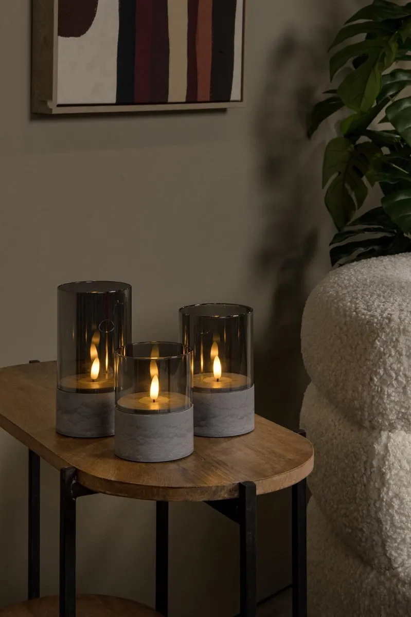 Lucide Velas Tafellamp Fumé - Ø8cm - 3x0,2W LED 2700K - Set van 3