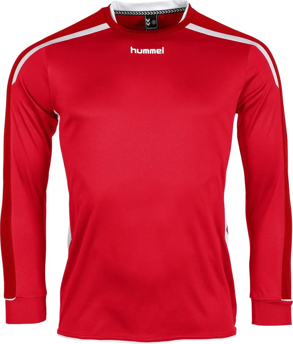 Hummel Preston L/S Sportshirt - Maat L - Rood/Wit
