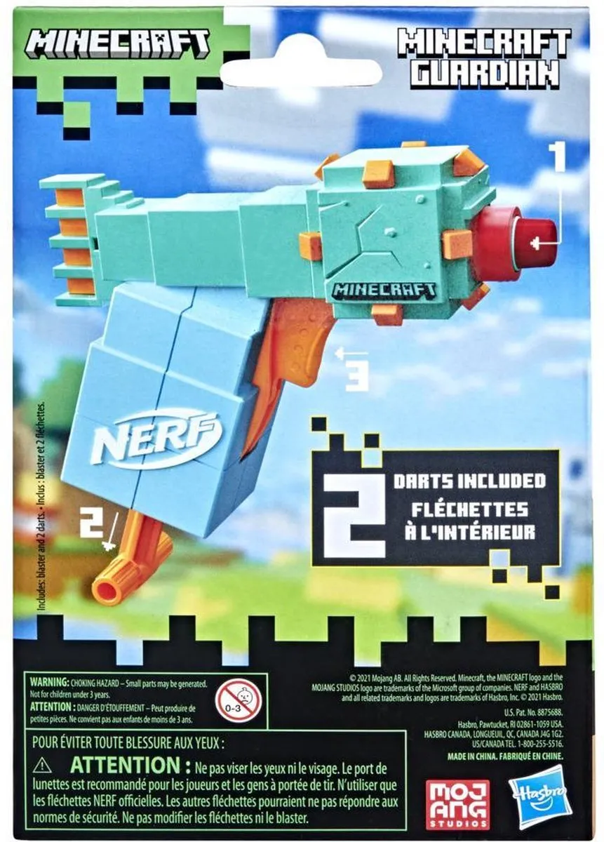 Nerf Microshots Minecraft Guardian F4422 - Blauw/ Groen/ Oranje