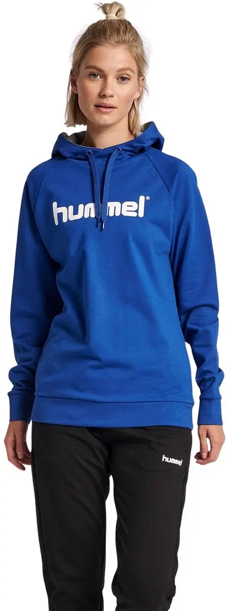 hummel Go Cotton Logo Hoodie Dames XL - Blauw/Wit