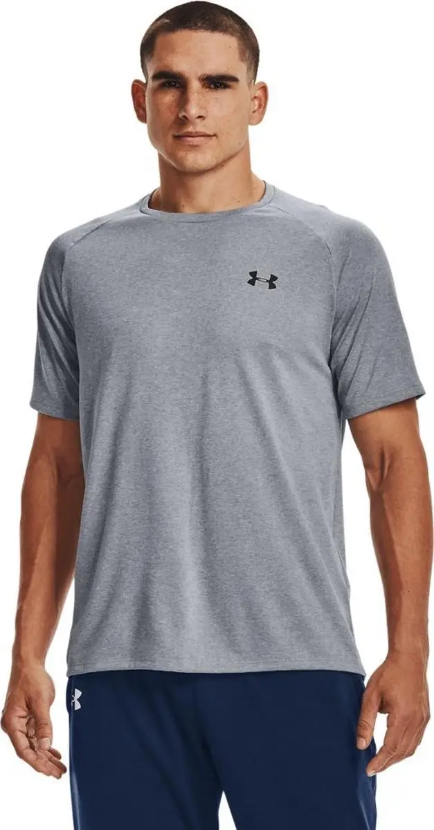 Under Armour UA Tech 2.0 SS Tee - Steel Light Heather - Zwart