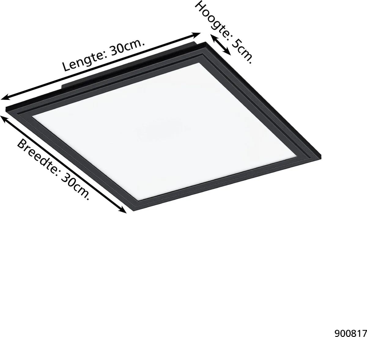 Eglo Salobrena 1 Plafondlamp 30cm - Zwart/Wit - afbeelding 6 van 6