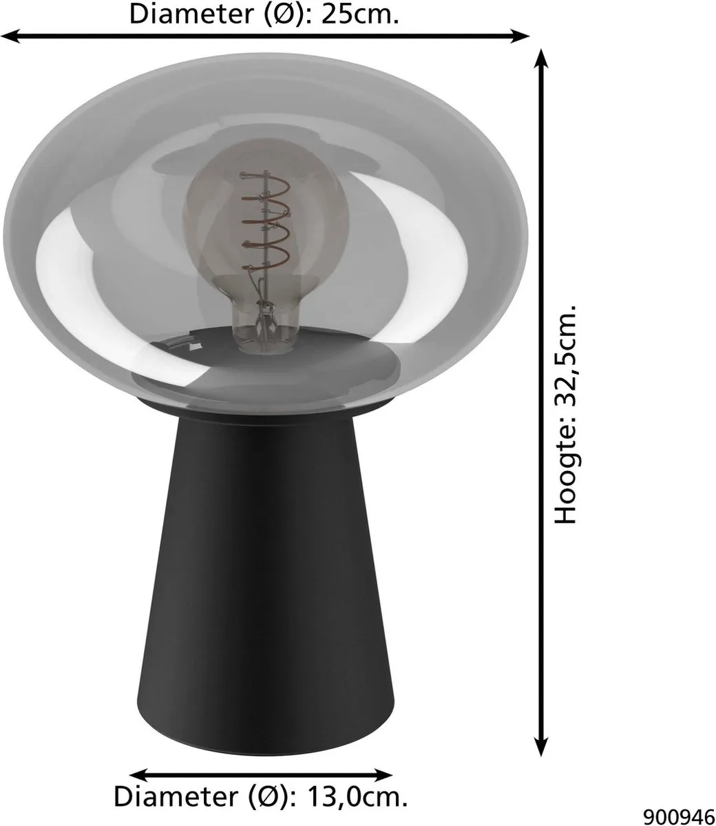 Eglo Madonnina Tafellamp E27 - 32,5 cm - Zwart/Grijs Ombre