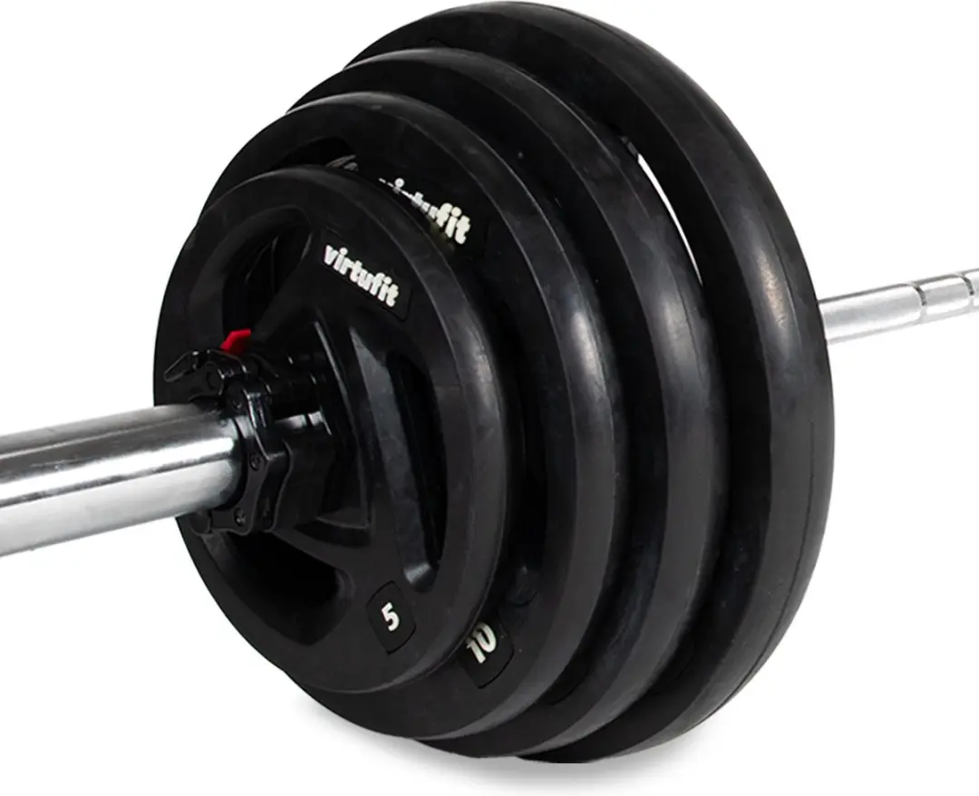 Virtufit Olympische Halterset 120kg - 11-delig - Zwart/Zilver
