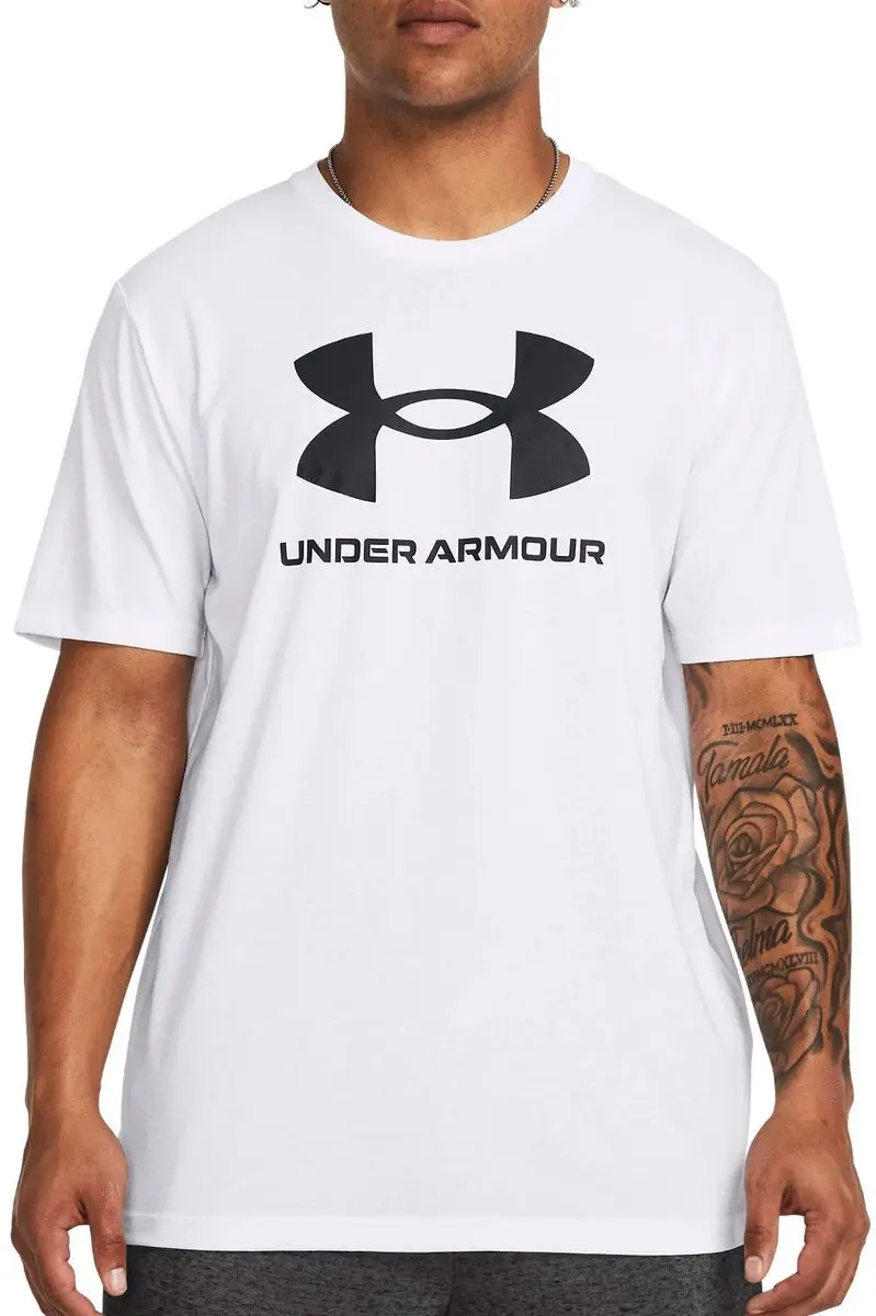 Under Armour UA Sportstyle Logo Update SS-WHT Heren Sportshirt - Wit/Zwart