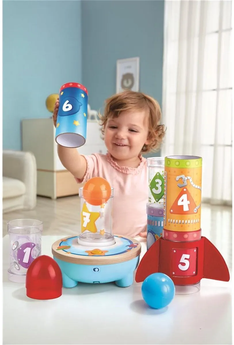 Hape Raket Lucht Stapelaar E0387 - 4 Stuks - Veelkleurig