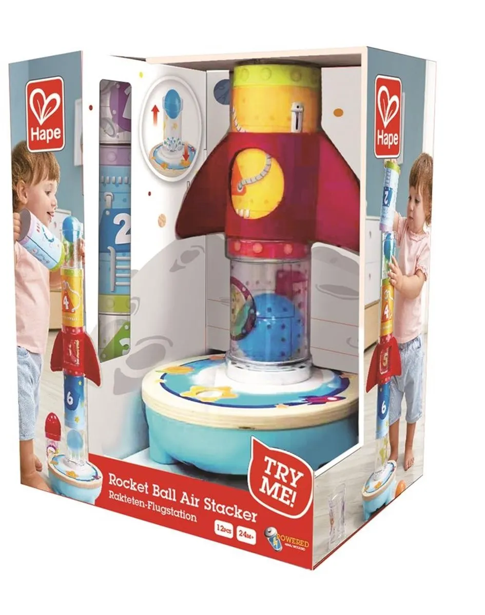 Hape Raket Lucht Stapelaar E0387 - 4 Stuks - Veelkleurig