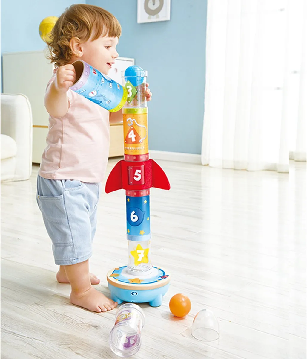 Hape Raket Lucht Stapelaar E0387 - 4 Stuks - Veelkleurig