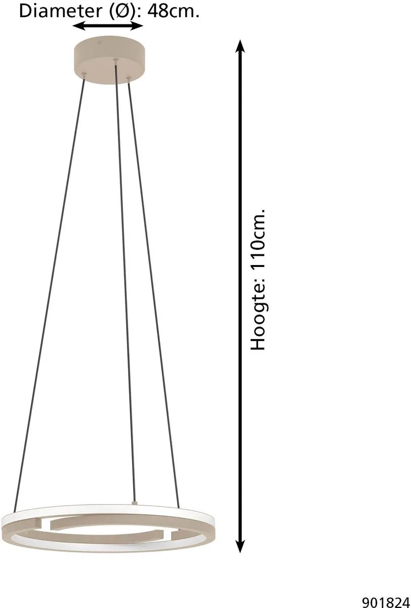 Eglo Mezzomonte Hanglamp Ø48cm - Zand/Wit - Dimbaar 2765K
