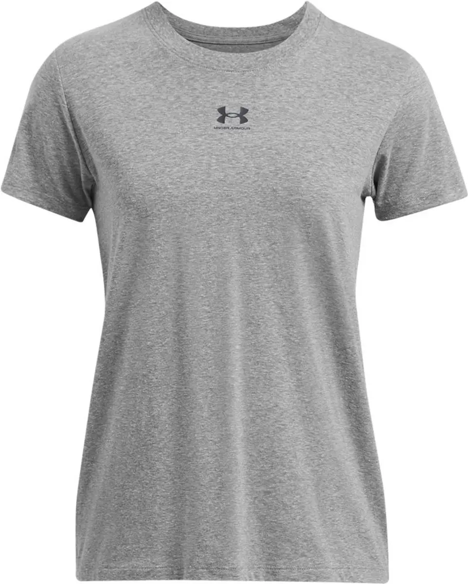 Under Armour UA Rival Core SS-GRY Dames Sportshirt - Castlerock/Zwart - XL