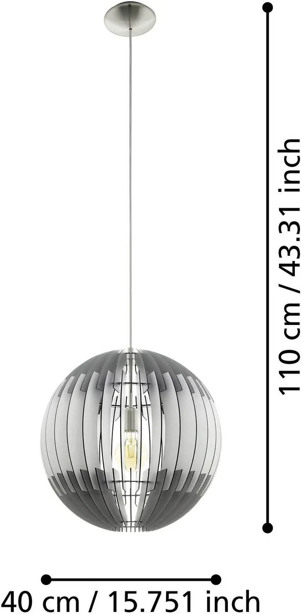 Eglo Olmero Hanglamp E27 - Staal/Hout - Wit:Grijs