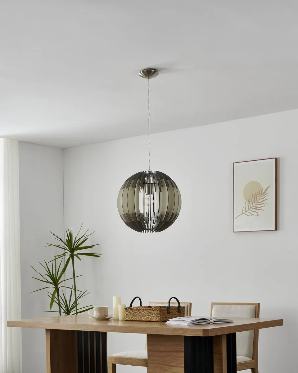Eglo Olmero Hanglamp E27 - Staal/Hout - Wit:Grijs