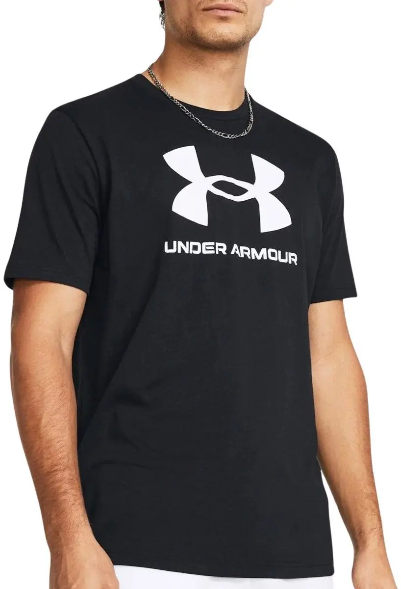Under Armour UA Sportstyle Logo Update Heren Sportshirt - Zwart/Wit - afbeelding 6 van 6