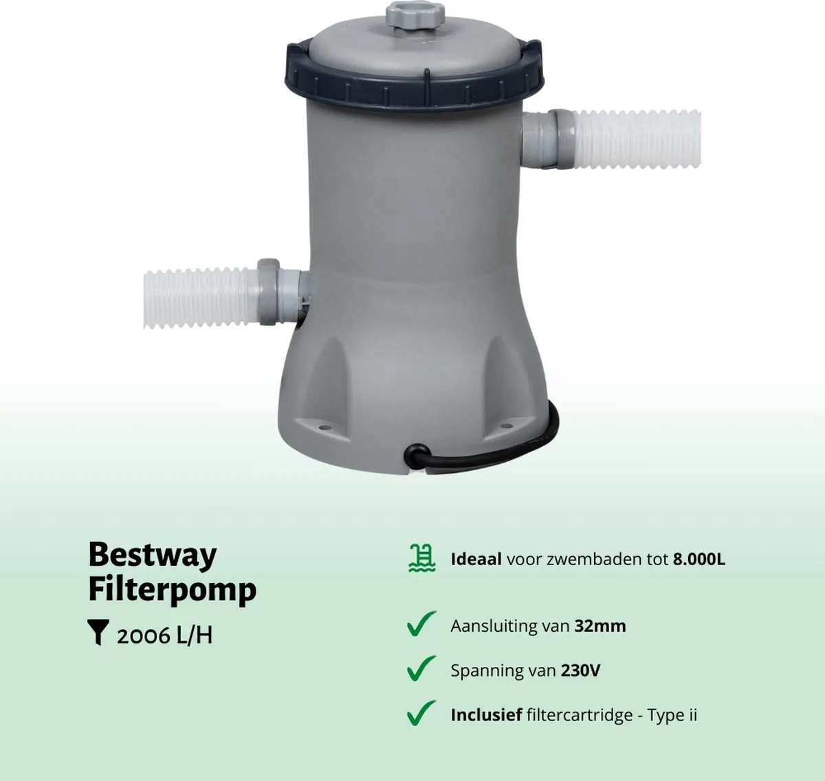 Bestway Flowclear 2006L/h Filterpomp - Grijs - 30 Stuks