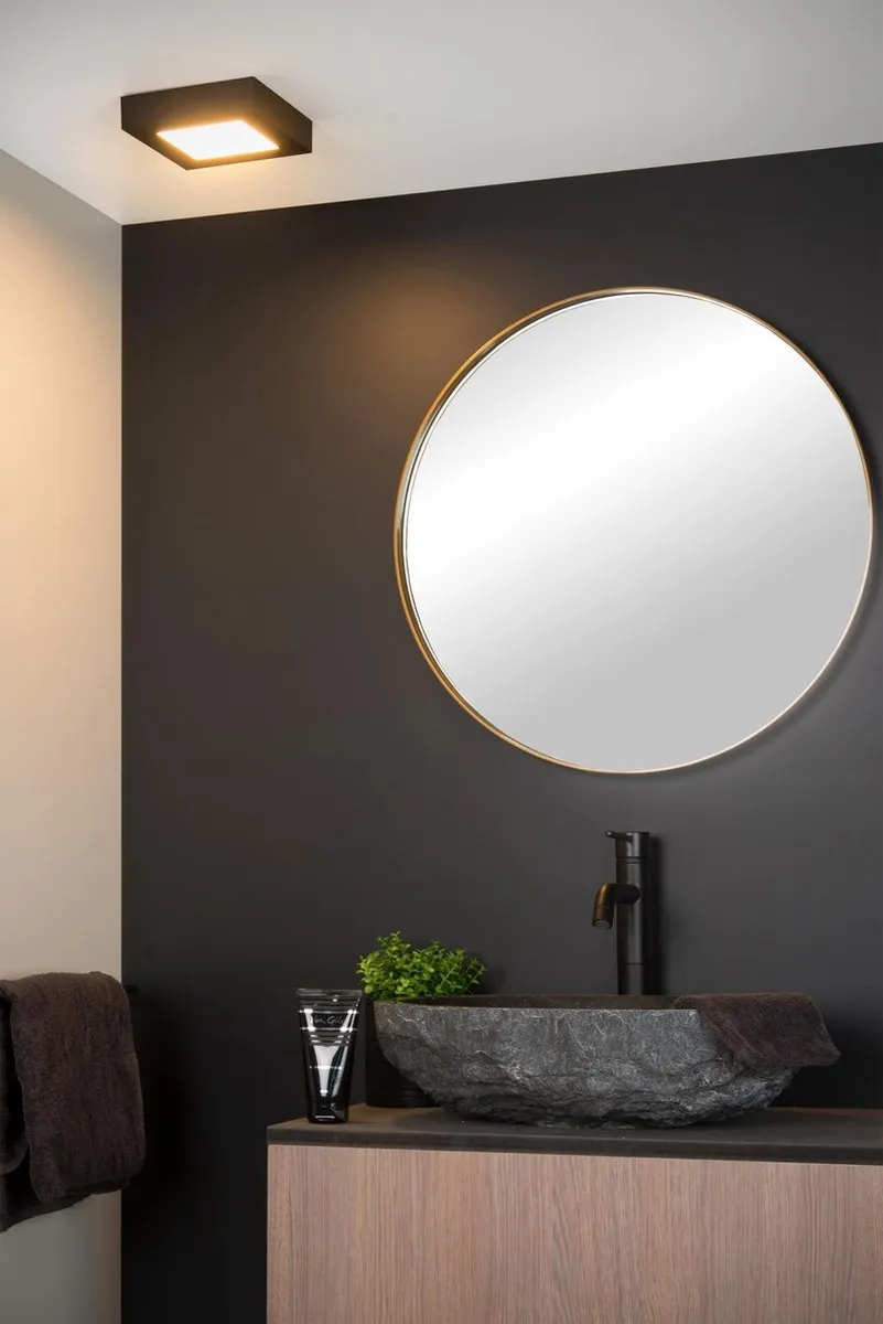 Lucide BRICE-LED Plafondlamp Badkamer - 15W 3000K - Zwart