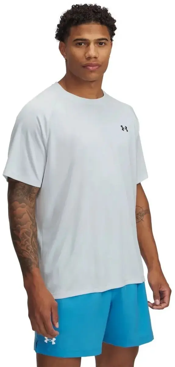 Under Armour UA Tech TextuRood SS Heren Sportshirt - Distant Grijs/Zwart