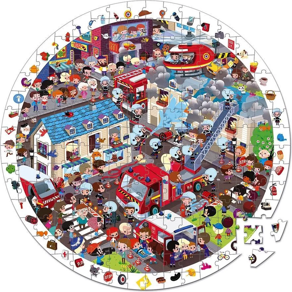 Janod Ronde Zoekpuzzel Brandweer 50cm - 208 Stuks
