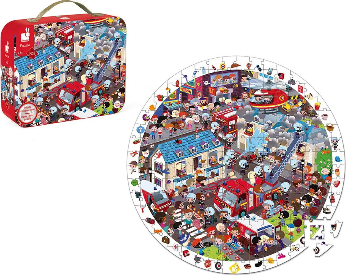 Janod Ronde Zoekpuzzel Brandweer 50cm - 208 Stuks - afbeelding 6 van 6