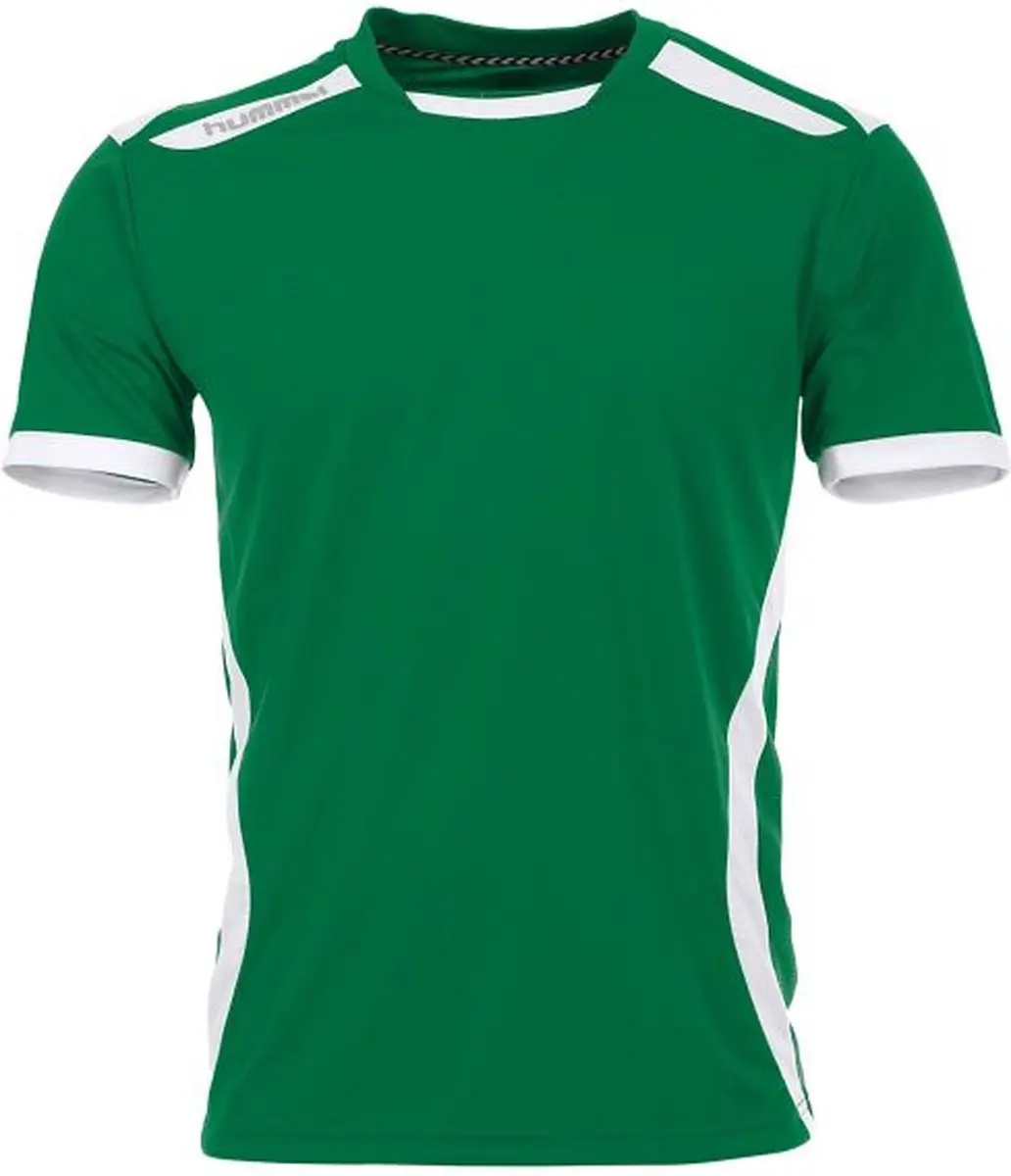 hummel Club S/S Sportshirt Unisex - Maat S - Groen/Wit