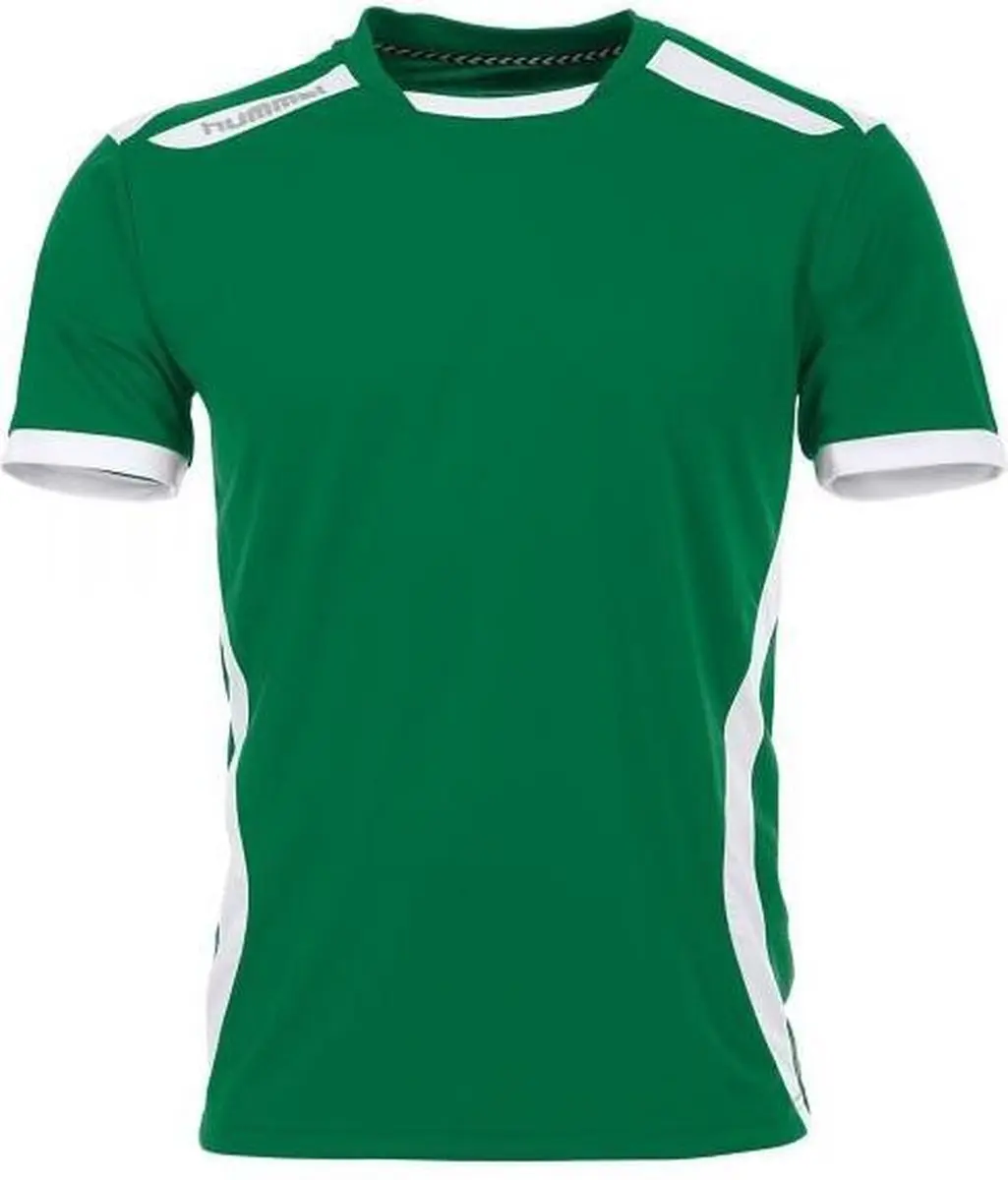 hummel Club S/S Sportshirt Unisex - Maat S - Groen/Wit