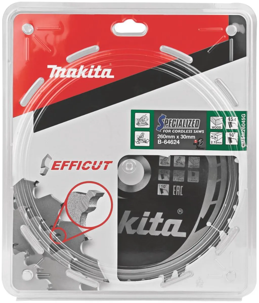 Makita B-64630 Afkortzaagblad Hout 260mm 45T