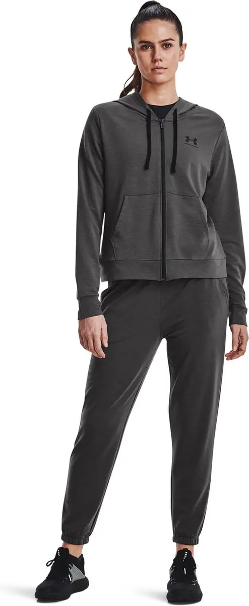 Under Armour Rival Terry FZ Hoodie - Vrouwen L - Zwart/Grijs