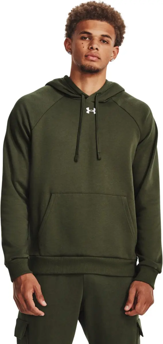 Under Armour UA Rival Fleece Hoodie Heren - Groen/Wit - L