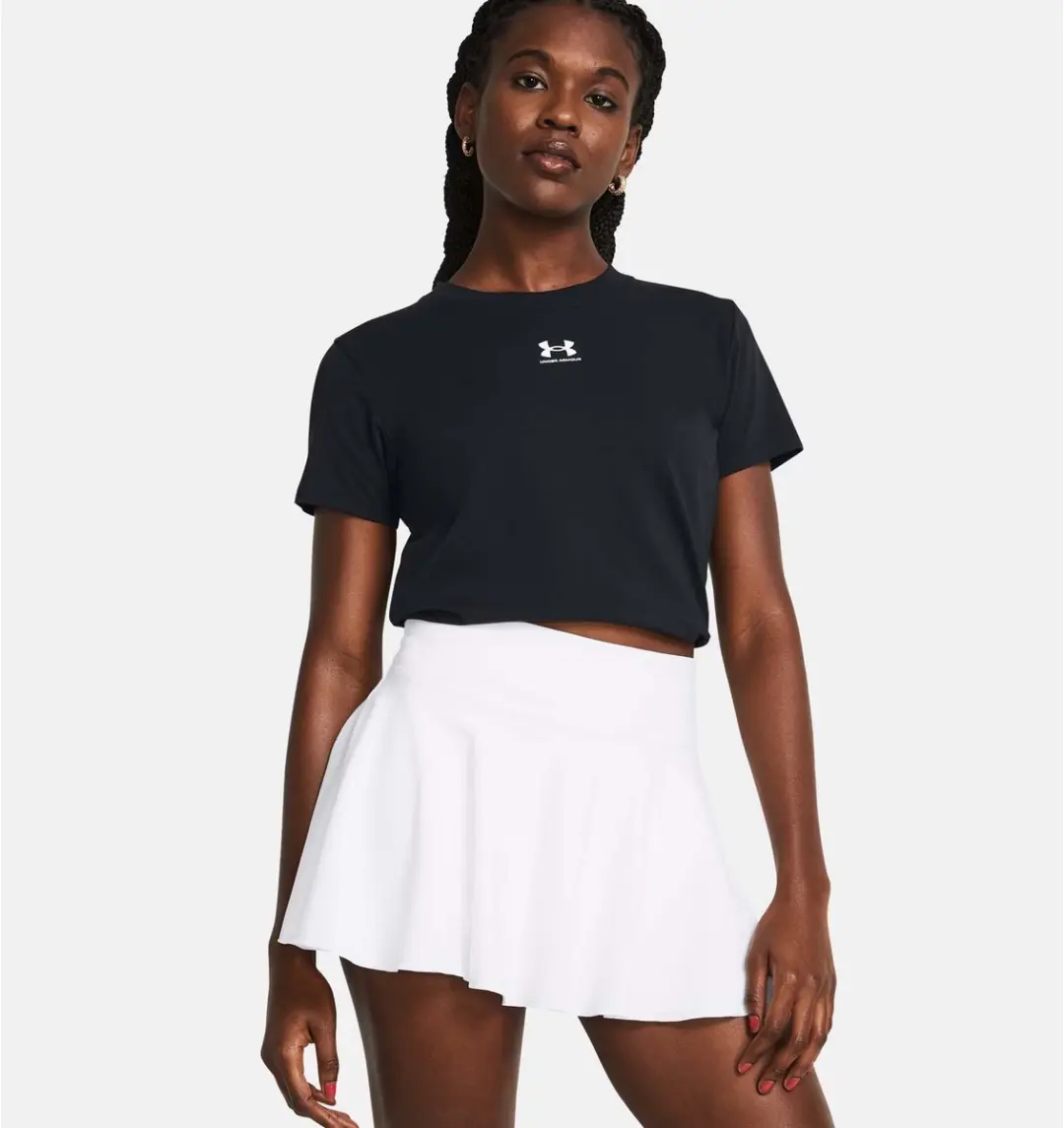 Under Armour Rival Core SS-BLK Dames Sportshirt - Zwart/Wit