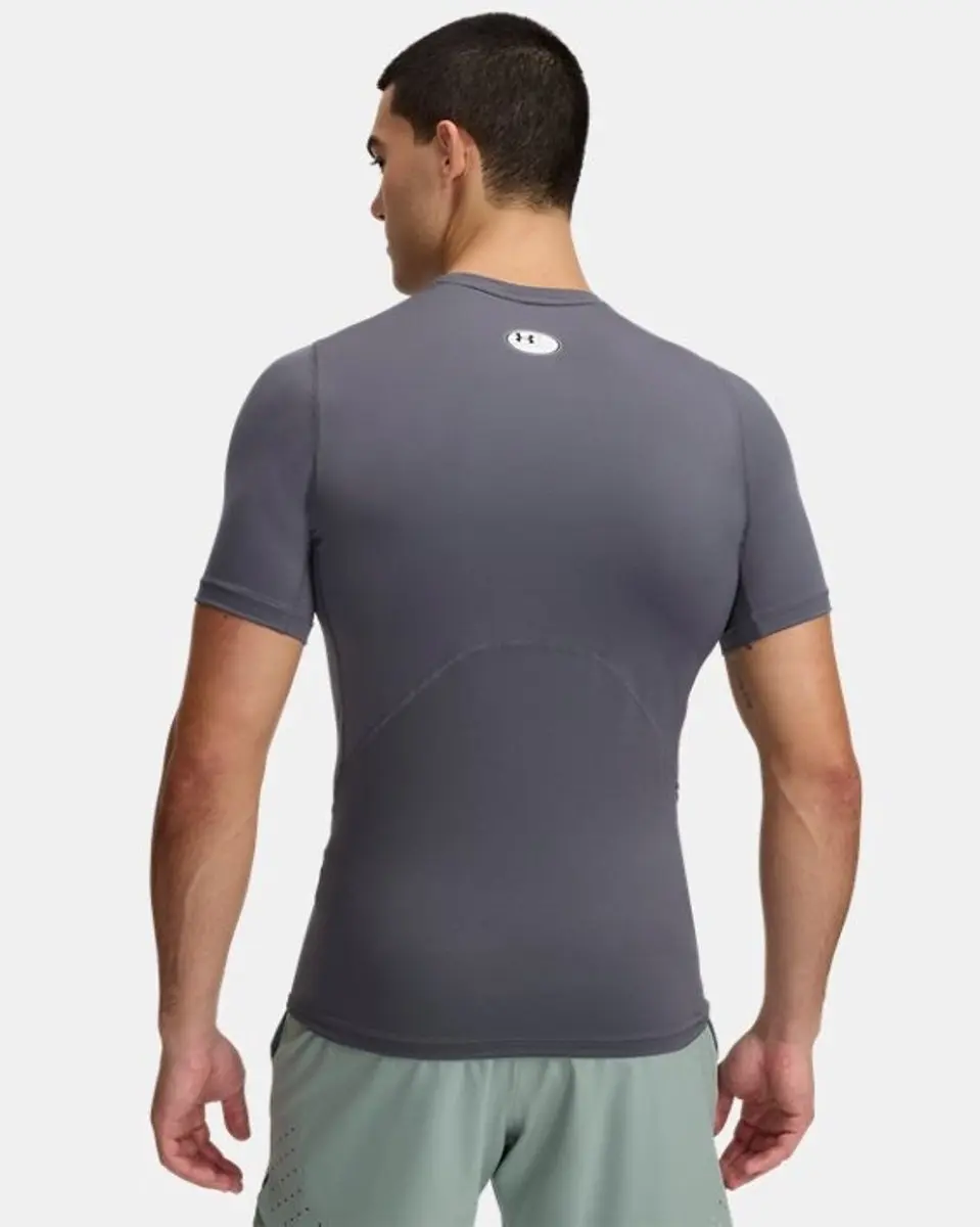 Under Armour UA HG Armour Comp SS-Gray Heren Sportshirt - Castlerock/Wit - afbeelding 6 van 6