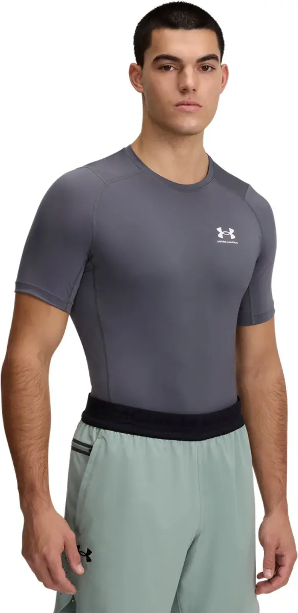 Under Armour UA HG Armour Comp SS-Gray Heren Sportshirt