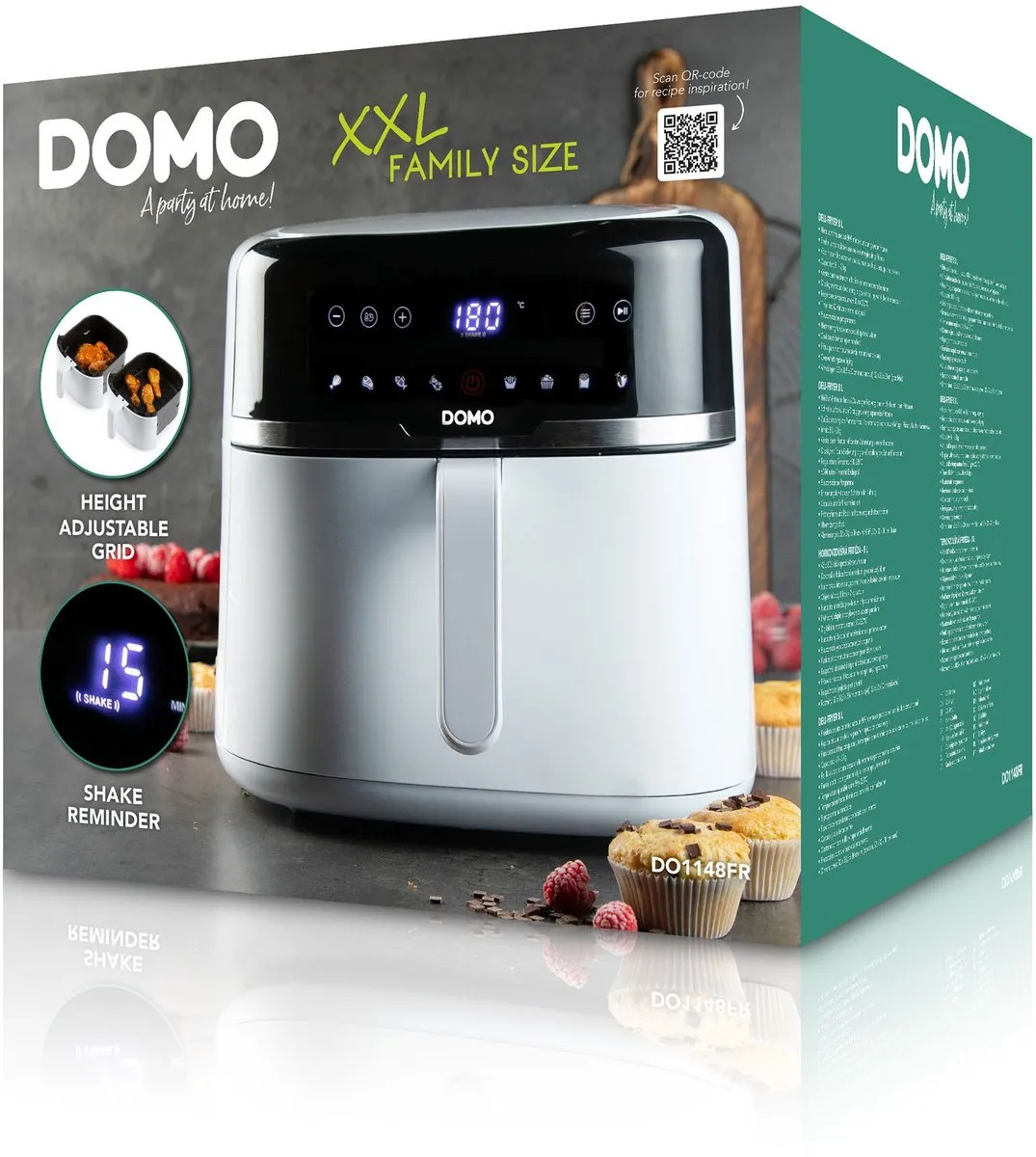 Domo DO1148FR Heteluchtfriteuse 8L 1800W - Wit - afbeelding 6 van 6