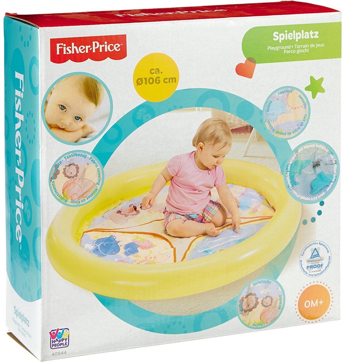 Fisher-Price speeltuin opgeblazen ca. 106x106x12 cm, met textielvloer