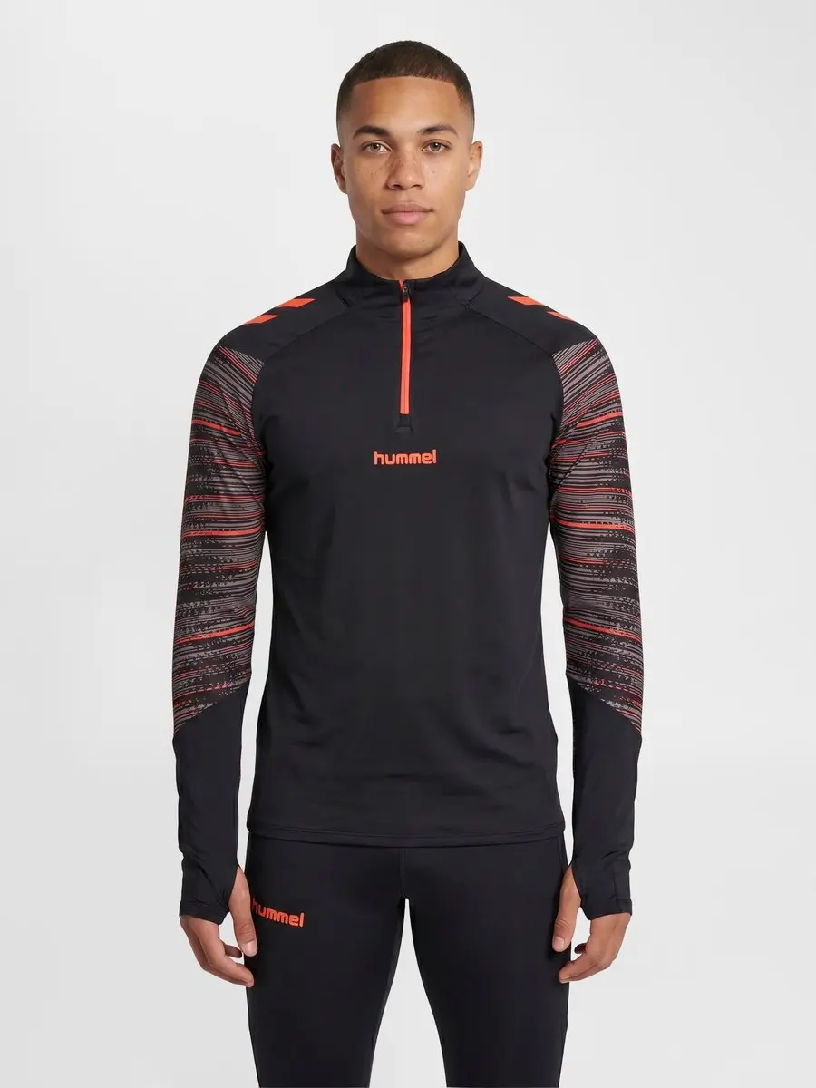 Hummel Hmlblaze Pro Training Half Zip T-shirt - Black/Orange - afbeelding 6 van 6