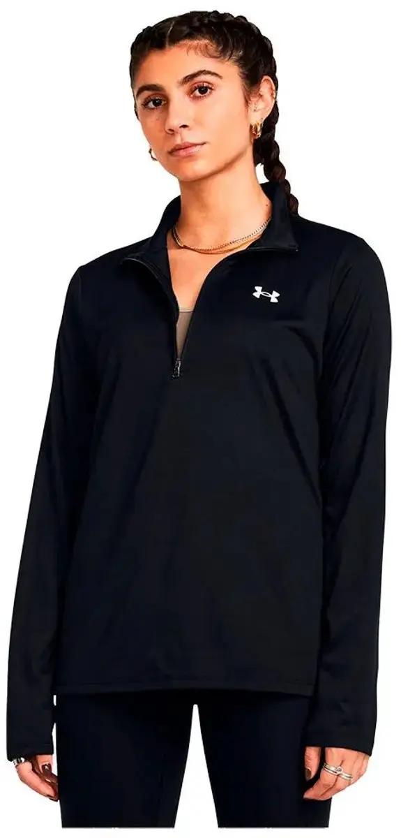Under Armour Tech 1/2 Zip Sporttrui 1384224-001 - Zwart/Wit - afbeelding 6 van 6