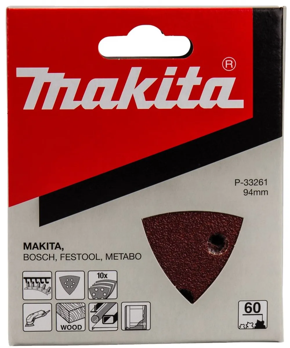 Makita P-33261 Schuurvel 3-k 94mm K60 Red Velcro - 10 Stuks