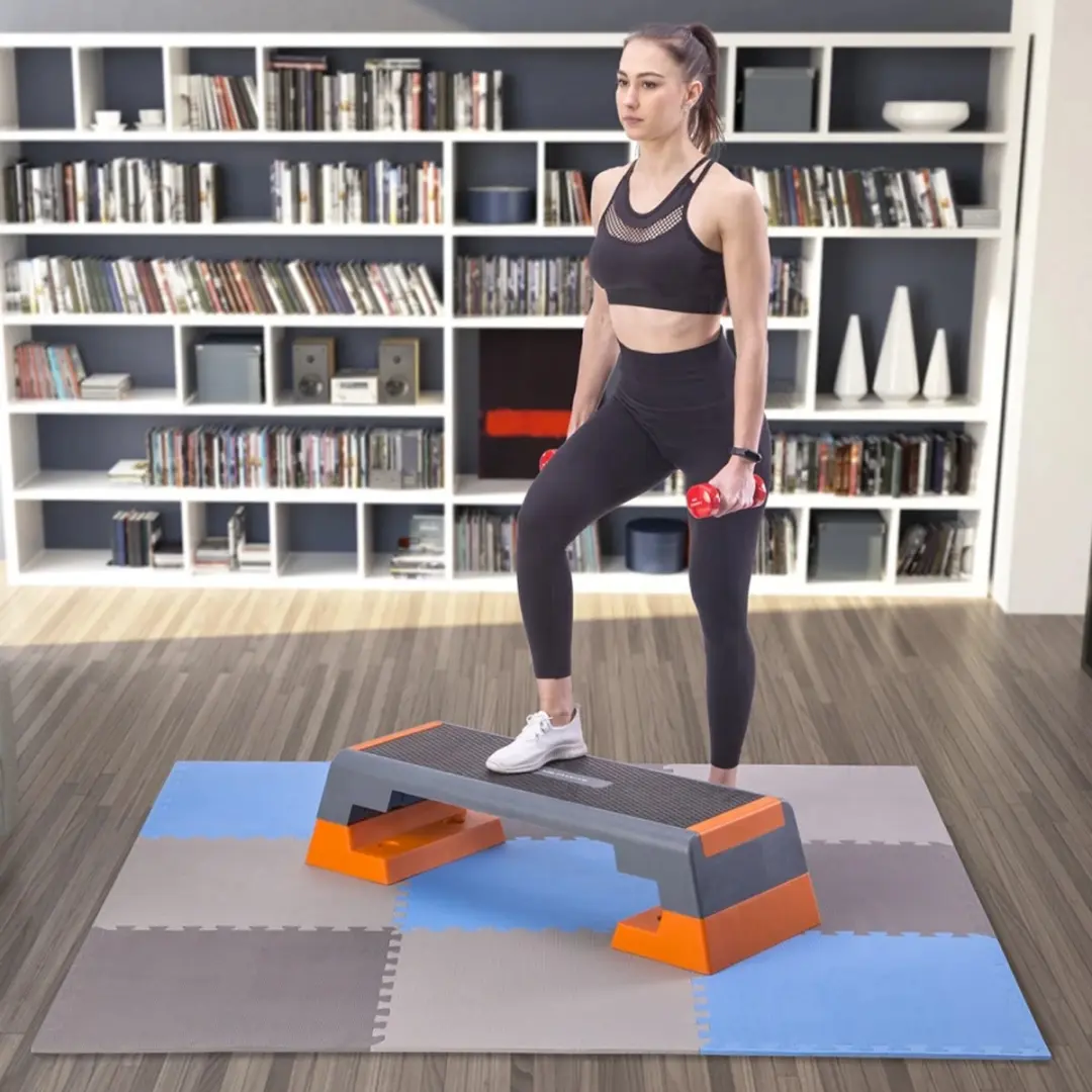 HMS One Fitness Puzzelmat - 9 Stuks 10mm Blauw/Grijs - afbeelding 6 van 6
