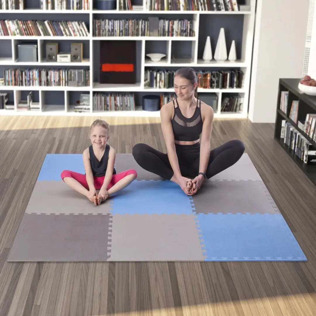 HMS One Fitness Puzzelmat - 9 Stuks 10mm Blauw/Grijs