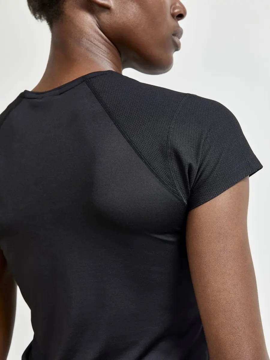 Craft Adv Essence S/S Slim Tee Dames - Maat M - Zwart