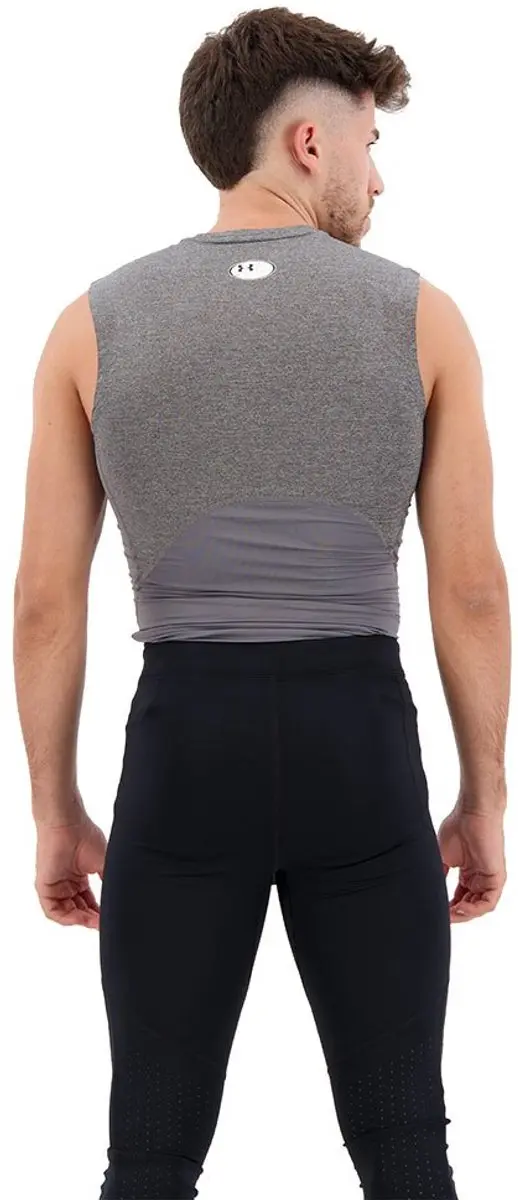 Under Armour UA HG Armour Comp SL-GRY Heren Sportshirt - Carbon Heather/Zwart