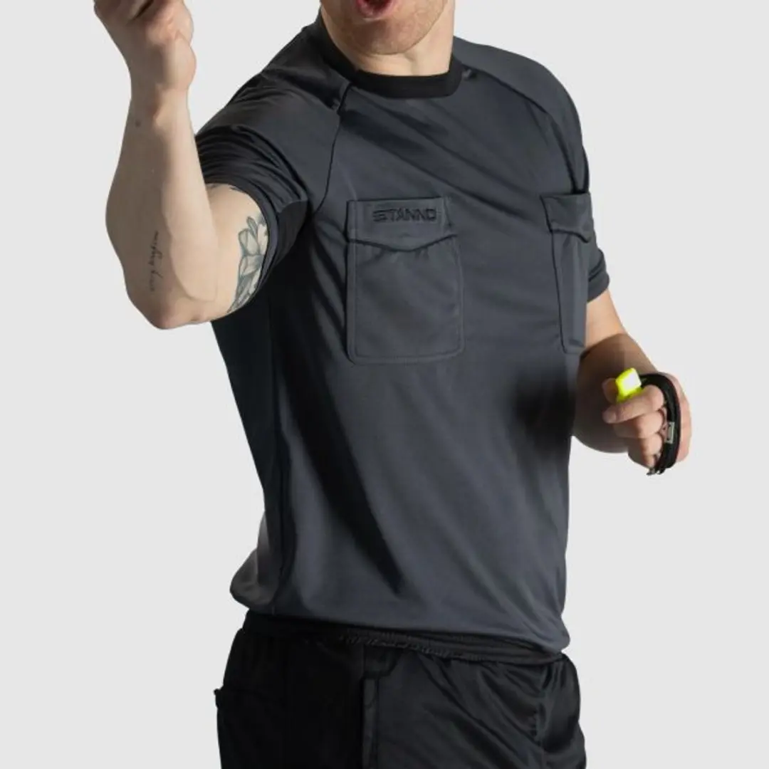 Stanno Bergamo Referee Shirt Korte Mouw - XL - Antraciet/Zwart